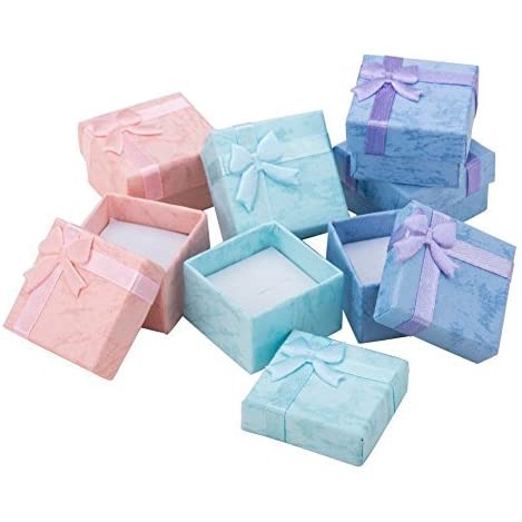 Set 5 Hộp Đựng Trang Sức Hình Vuông 4*4cm Có Đính Nơ