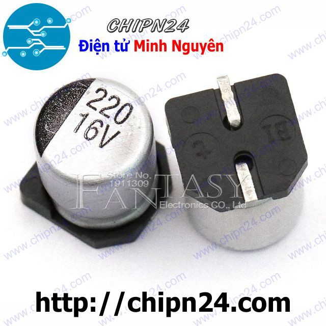 [5 CON] Tụ nhôm 220uF 16V 6.3x7.7mm [SMD Dán]