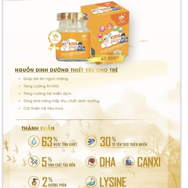 Combo 50 hũ yến cho bé Kids Plus giúp ăn ngon ngủ tốt