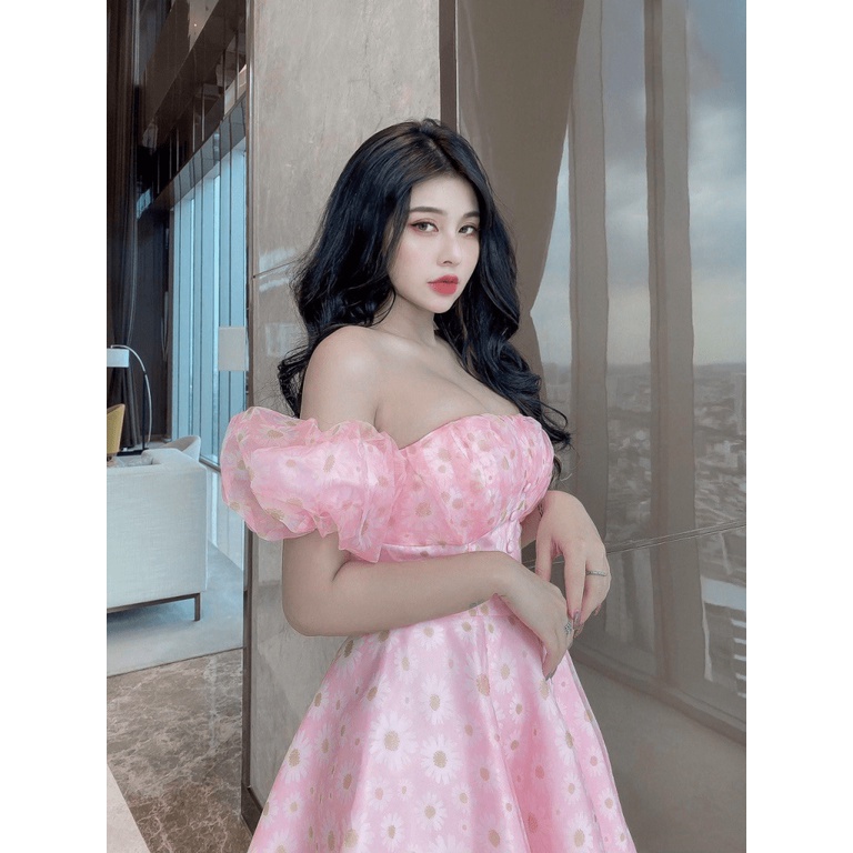(MẪU MỚI) ĐẦM XÒE HOA VAI TRẦN GỢI CẢM DỰ TIỆC XINH NHƯ CÔNG CHÚA CÓ 2 MÀU HHP