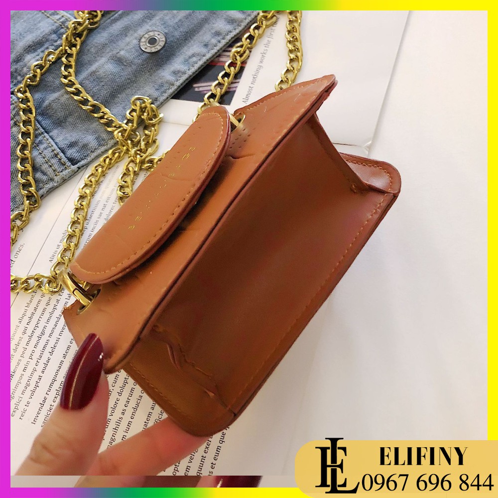 Túi Da Pu Mini Đeo Chéo Tay Xách Cách Điệu Dây Xích Siêu Sang Chảnh Và Cá Tính Cho Nữ