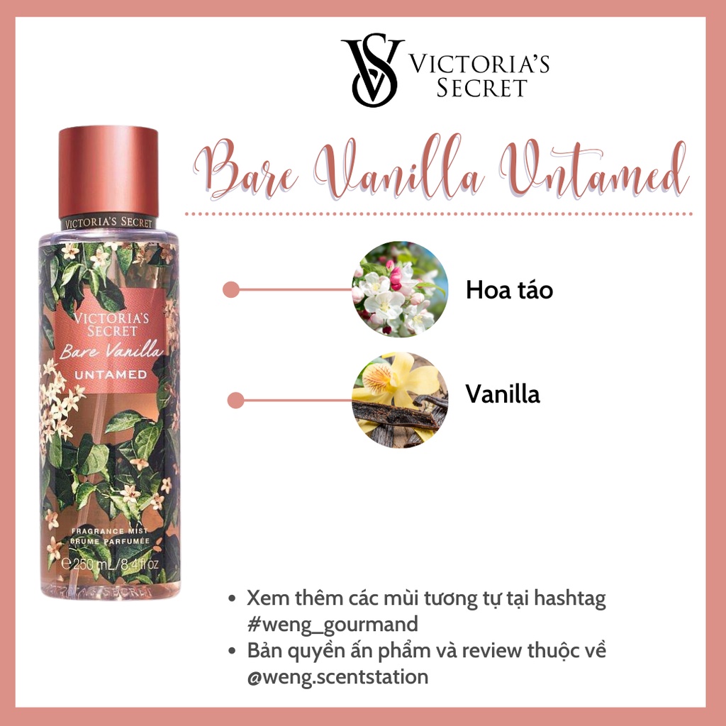 Xịt thơm toàn thân Victoria's Secret mùi Bare Vanilla Untamed
