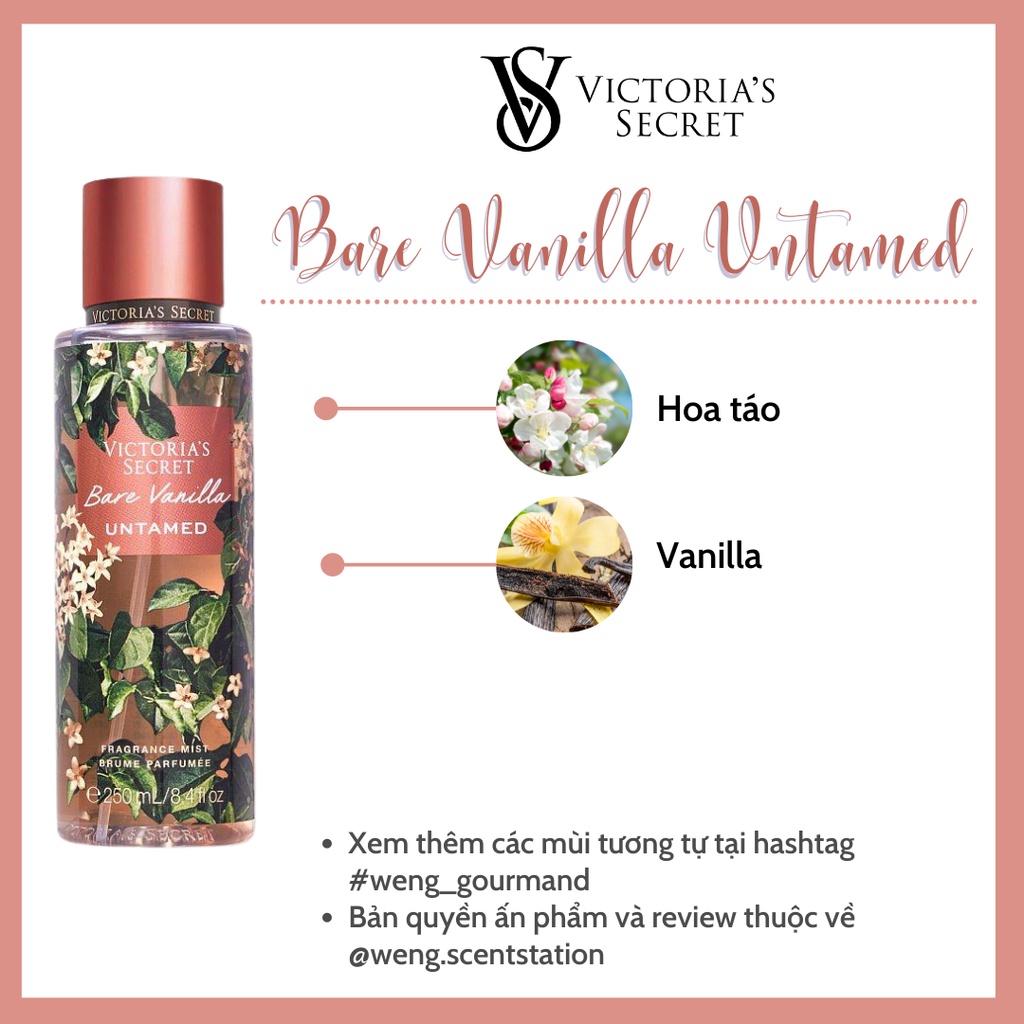 Xịt thơm toàn thân Victoria's Secret mùi Bare Vanilla Untamed