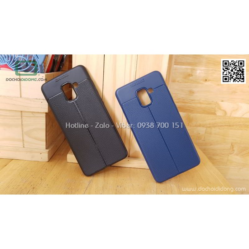 Ốp lưng Samsung A8 Plus 2018 Auto Focus dẻo lưng da