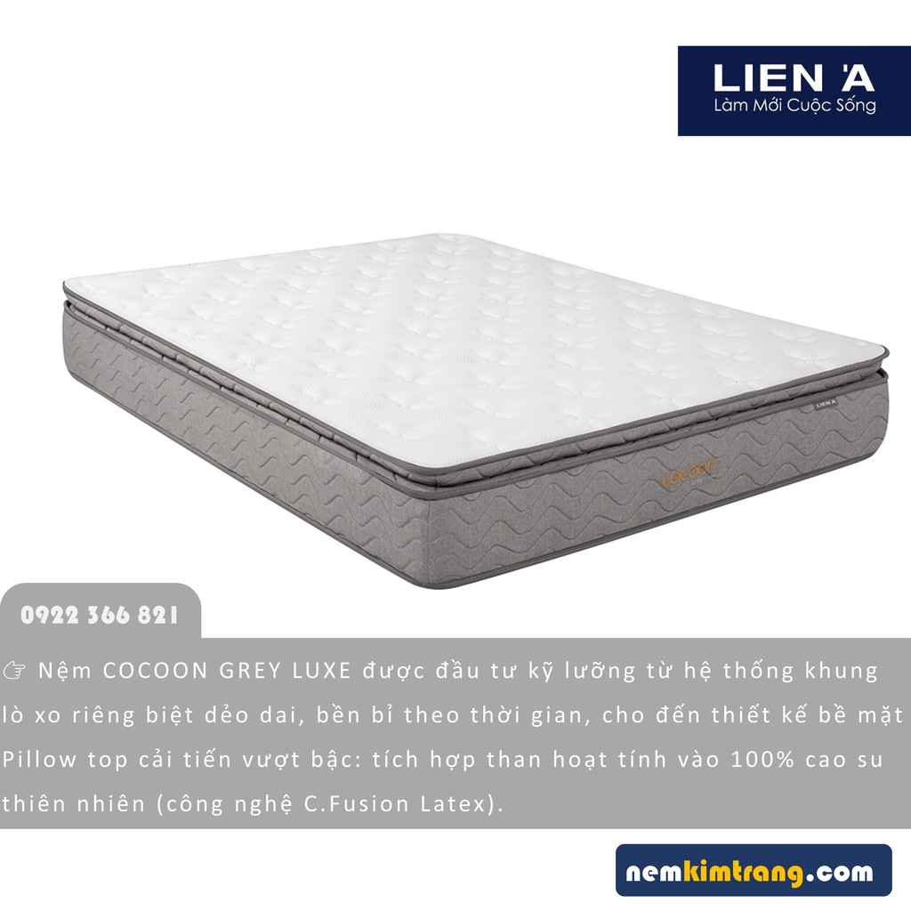 [FREE SHIP] Nệm lò xo túi Cocoon Grey Luxe - CHÍNH HÃNG, BẢO HÀNH 10 NĂM