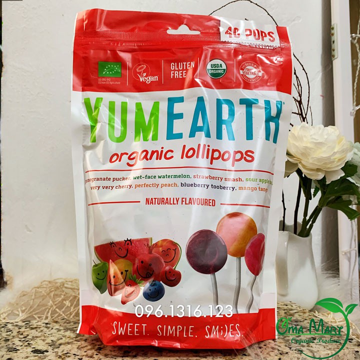 Kẹo mút vị trái cây hữu cơ Yum Earth