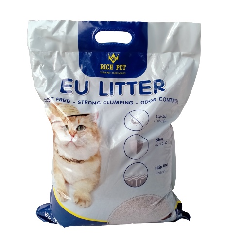 Cát Vệ Sinh Cho Mèo Siêu Vón Cục Siêu Ít Bụi 8KG EU Litter Khử Mùi Mạnh Mẽ, Siêu Tiết Kiệm