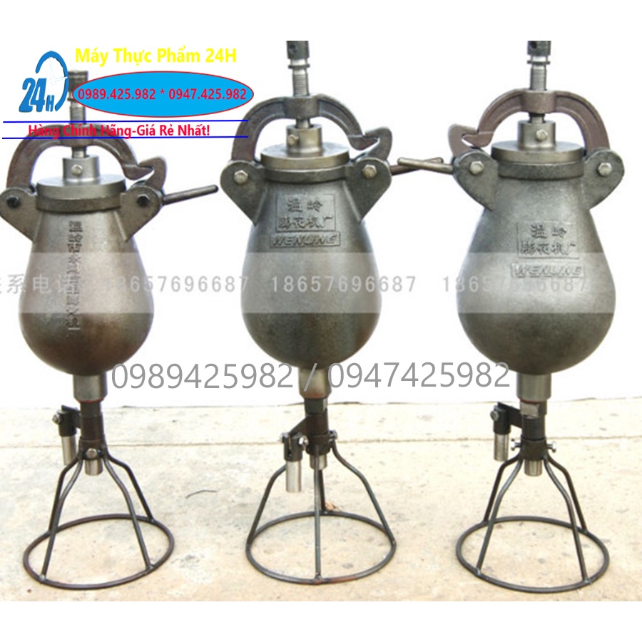 Đầu làm bánh cốm nung lửa miền tây,Đầu nổ bỏng gạo,ngô quay tay bằng gang