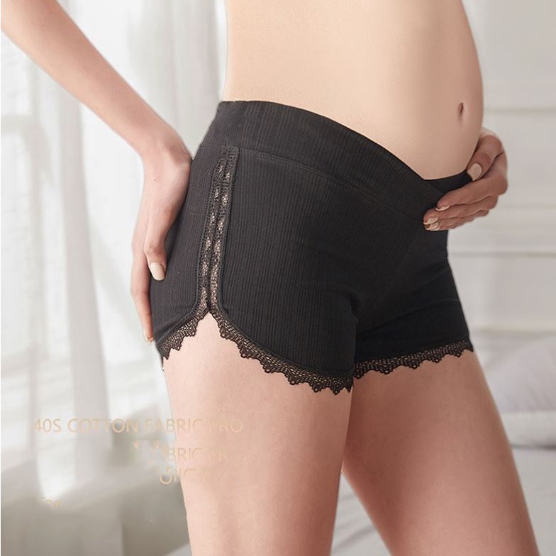 Quần đùi bầu cạp chéo phối ren chất đẹp co dãn