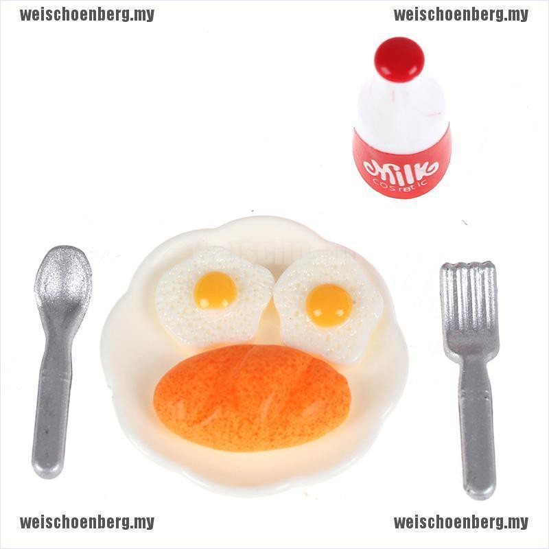 Bộ mô hình bánh mì trứng sữa tỉ lệ 1/12 dễ thương cho nhà búp bê