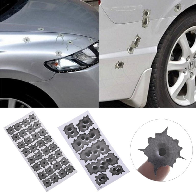 Miếng Dán Trang Trí Xe Hơi Hình Lỗ Đạn 3D Chống Thấm Nước