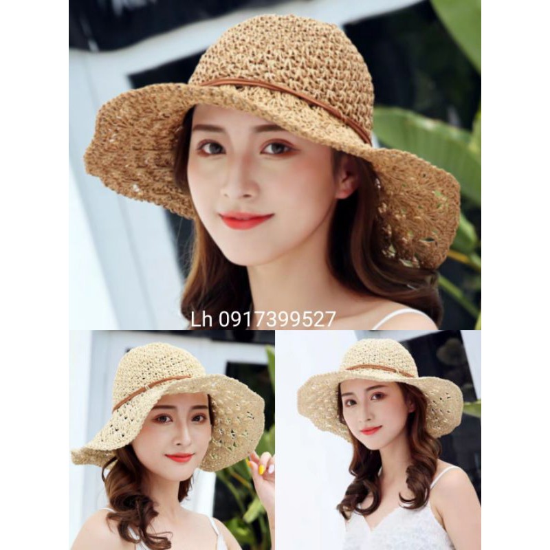 Mũ đi biển rộng vành gấp gọn, nón đi biển rộng vành gấp gọn