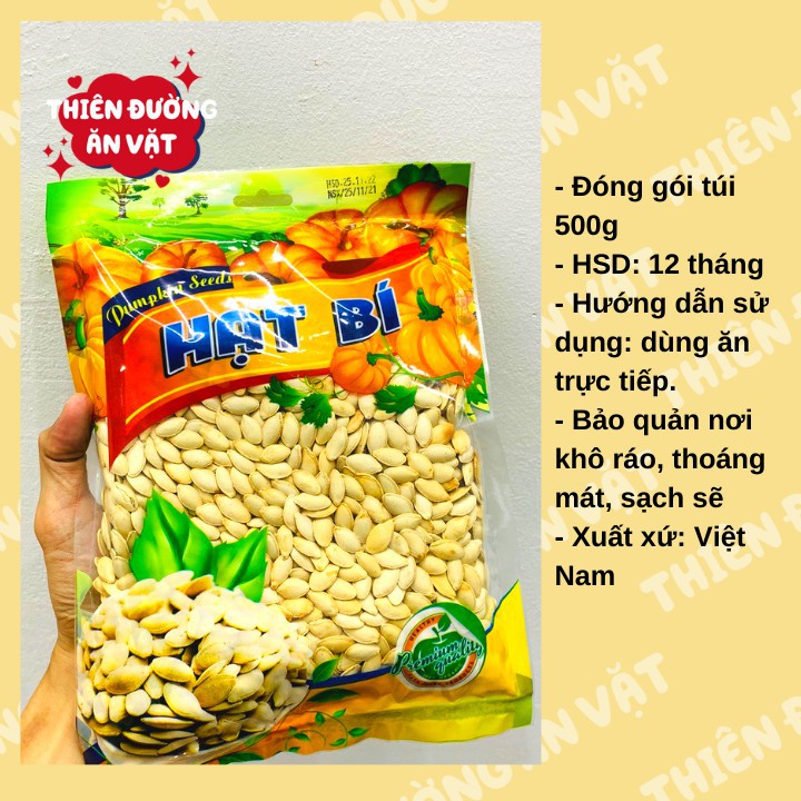 Hạt bí rang tay 500g loại to trắng dễ bóc món ăn ngày tết sử dụng trực tiếp THIÊN ĐƯỜNG ĂN VẶT