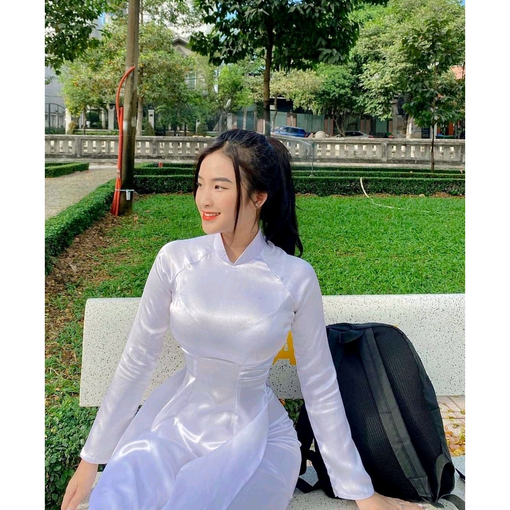 [HÀNG LOẠI 1 - CÓ MAY ĐO] ÁO DÀI PHI BÓNG TRẮNG LỤA PHƯỚC THỊNH, ÁO DÀI TRUYỀN THỐNG, ÁO DÀI HỌC SINH ADT2TPBT