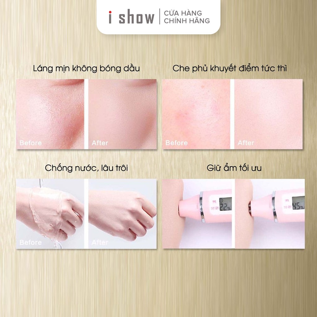 Ishow Bộ Phấn Nước Cushion Kiềm Dầu Chống Nắng Cao Cấp SPF 50+/PA +++ Kèm son môi Lipstick - TẶNG KHẨU TRANG 3 LỚP