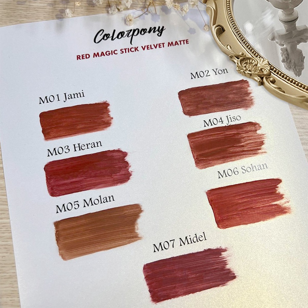 Son Kem Lì Matte Colorpony 5g - Red Magic Stick Velvet Matte - Son Mềm Mịn Bền Màu Lâu Trôi