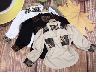 Áo somi tay phồng phối beo