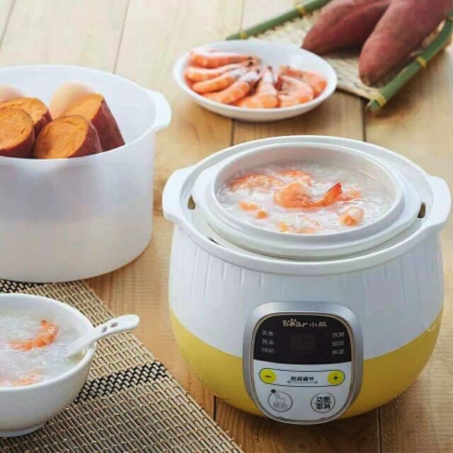 Nồi Hầm Cháo, Nấu, Ninh, Hấp Cách Thủy 6 IN 1, Nồi hầm cháo BEAR chính hãng dành cho bé tiện lợi, siêu nhanh