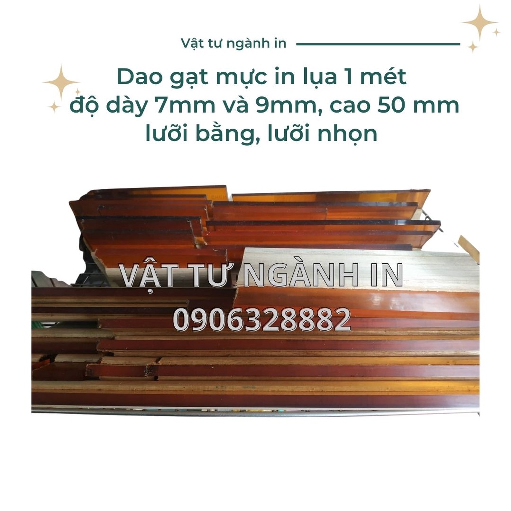 Dao gạt mực in lụa 1 mét, độ dày 7mm và 9mm, đầu nhọn, đầu bằng
