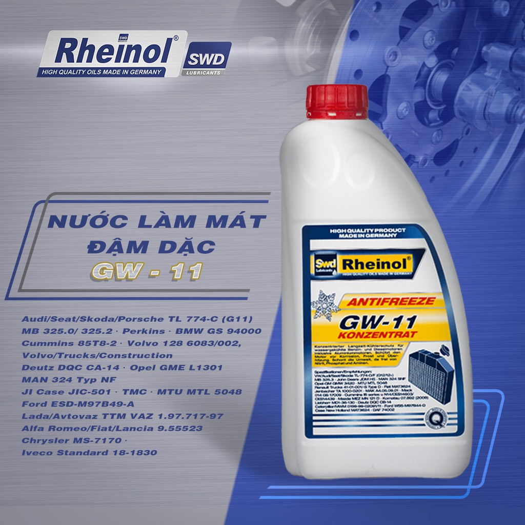 Nước làm mát Rheinol GW11 đậm đặc - Hàng nhập khẩu cao cấp Đức 1.5-5L