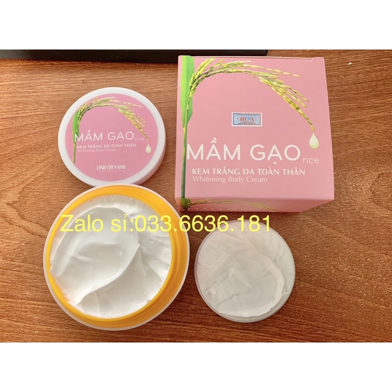 Kem dưỡng trắng da toàn thân Mầm gạo Linh chi vàng hủ 180g