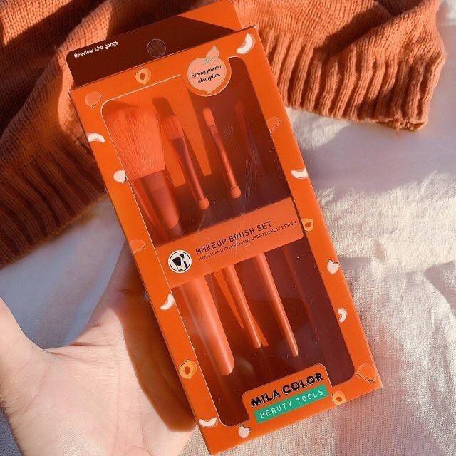 Bộ 4 Cọ Trang Điểm Tone Cam Hồng MILA COLOR Beauty Tools 5017