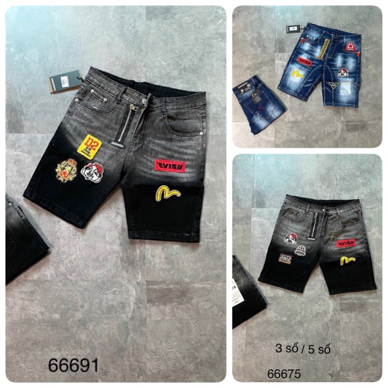 Quần Jeans Ngố Evisu Logo Thêu Cho Nam - Quần Bò Ngố Evisu Thêu Logo Cho Nam