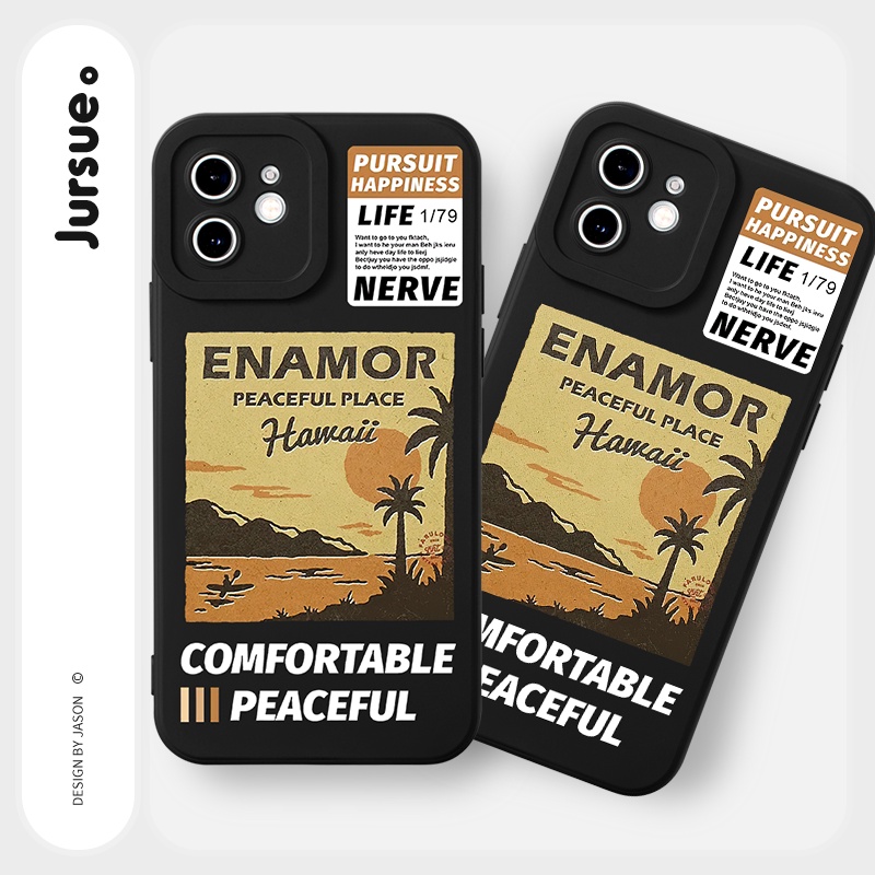 Ốp lưng JURSUE mềm chống bẩn đen thời trang độc lạ Cho iPhone 14 13 12 11 Pro Max SE 2020 X XR XS 8 7 ip 6S 6 Plus Y2143