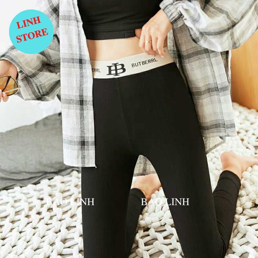 Quần Legging Nữ Len Tăm Lưng Cao Linh Store, Quần Nỉ Nữ Dáng Dài Ôm Body Cạp Chữ