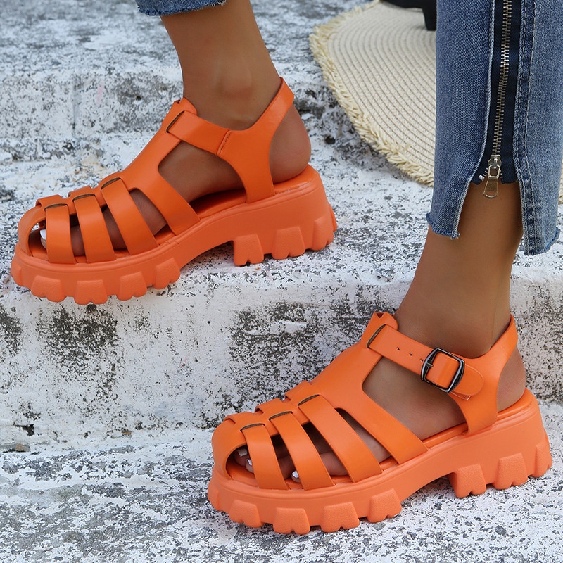Sandal Đế Dày Tăng Chiều Cao Hở Ngón Quai Chéo Phong Cách Mới Mùa Hè 2022 Có Size Lớn Cho Nữ