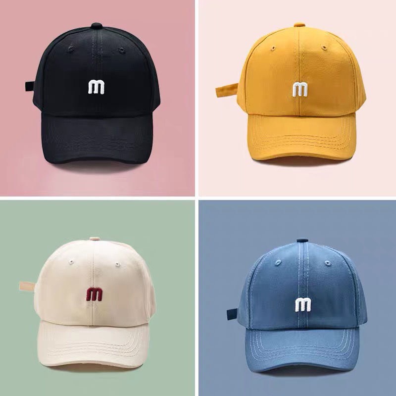 Mũ Lưỡi Trai Nón Kết Thêu Chữ M 345 Phong Cách Ulzzang Form Unisex Nam Nữ - Hazo