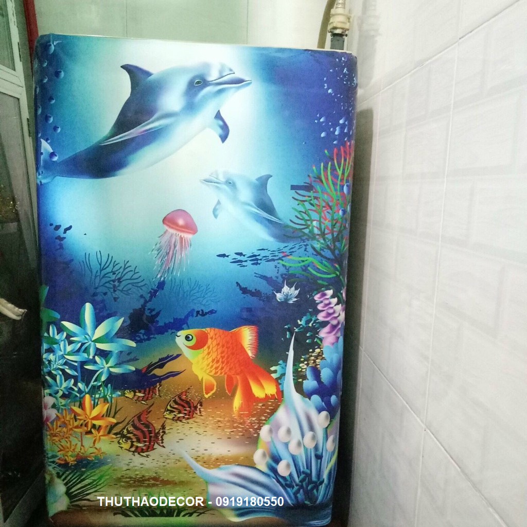 Decal dán máy giặt - tủ lạnh mini CÁ ĐẠI DƯƠNG