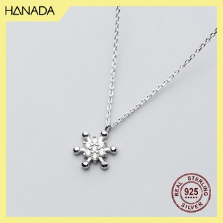 Dây Chuyền Bạc Cao Cấp Hanada Hoa Tuyết Đá Phủ Vàng Hồng ( Ảnh Thật)