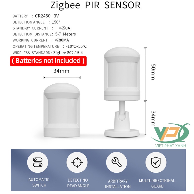 Cảm biến chuyển động Tuya thông minh Wifi/Zigbee