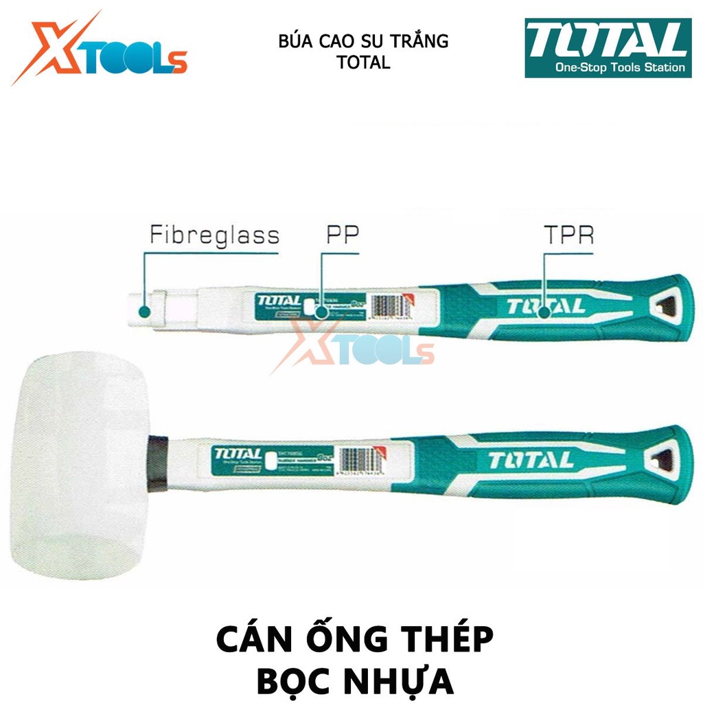 Búa cao su trắng TOTAL | búa cầm tay mini Chất liệu: Cao su chịu dầu và chịu mài mòn, dùng cho những bề mặt, vật liệu dễ