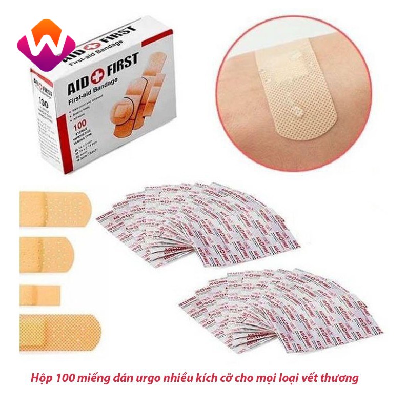 [Hàng mới về] Set 100 miếng dán vết thương 4 kiểu khác nhau chống thấm nước