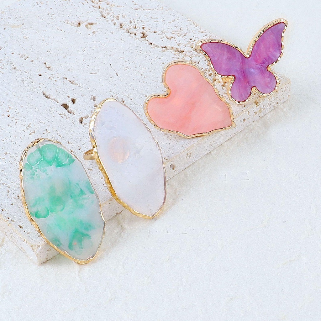 [Hàng mới về] Bảng pha màu sơn móng/kem nền dạng nhẫn bằng đá mã não resin