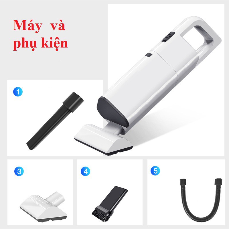 Máy hút bụi cầm tay mini KHÔNG DÂY, điện 220V, PIN SẠC , công suất 120w, lực hút 4000pa