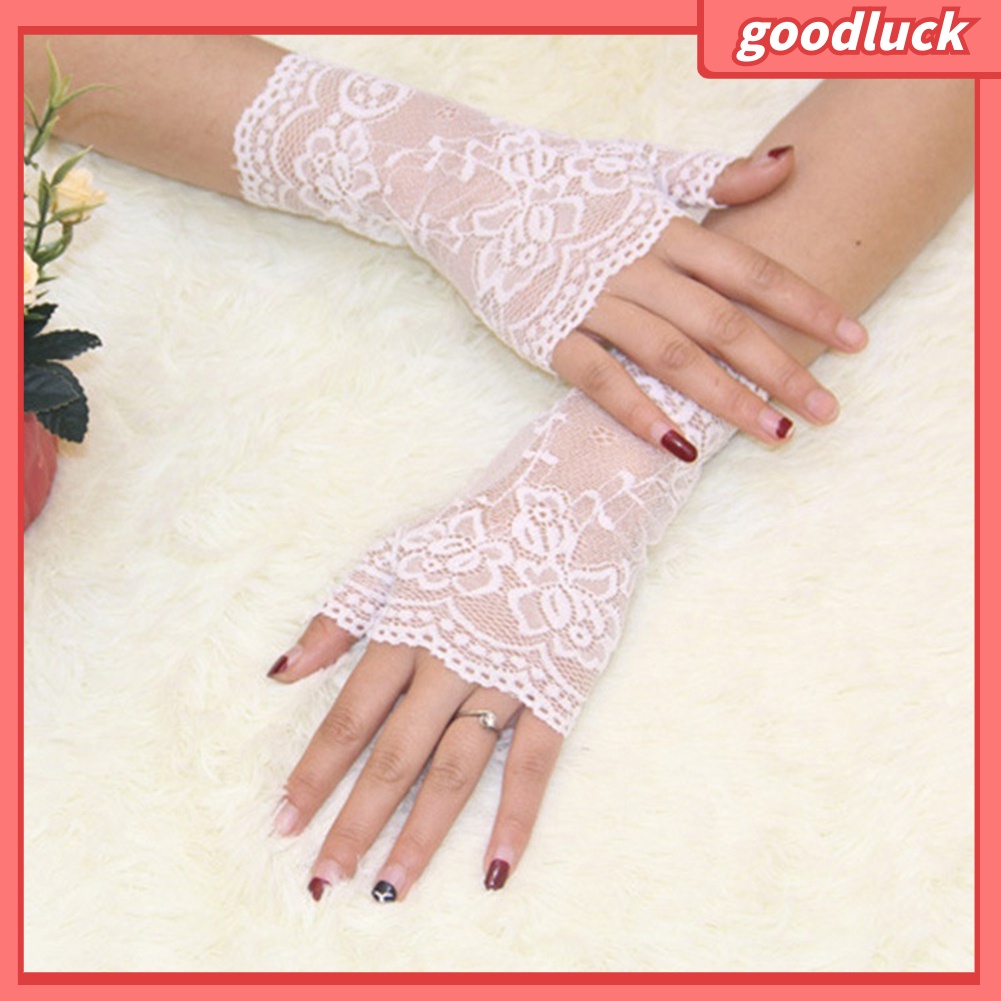 Găng Tay Ren Hở Ngón Chống Nắng Cho Nữ