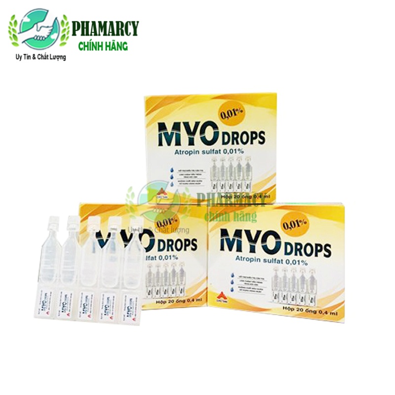 Nước nhỏ mắt dạng tép tra mắt vô trùng Myodrops 0.01% hỗ trợ mắt giảm cận thị dành cho trẻ em và người lớn hộp 20 tép