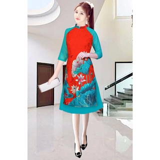 Giá xưởng - áo dài cách tân lụa in 3d
