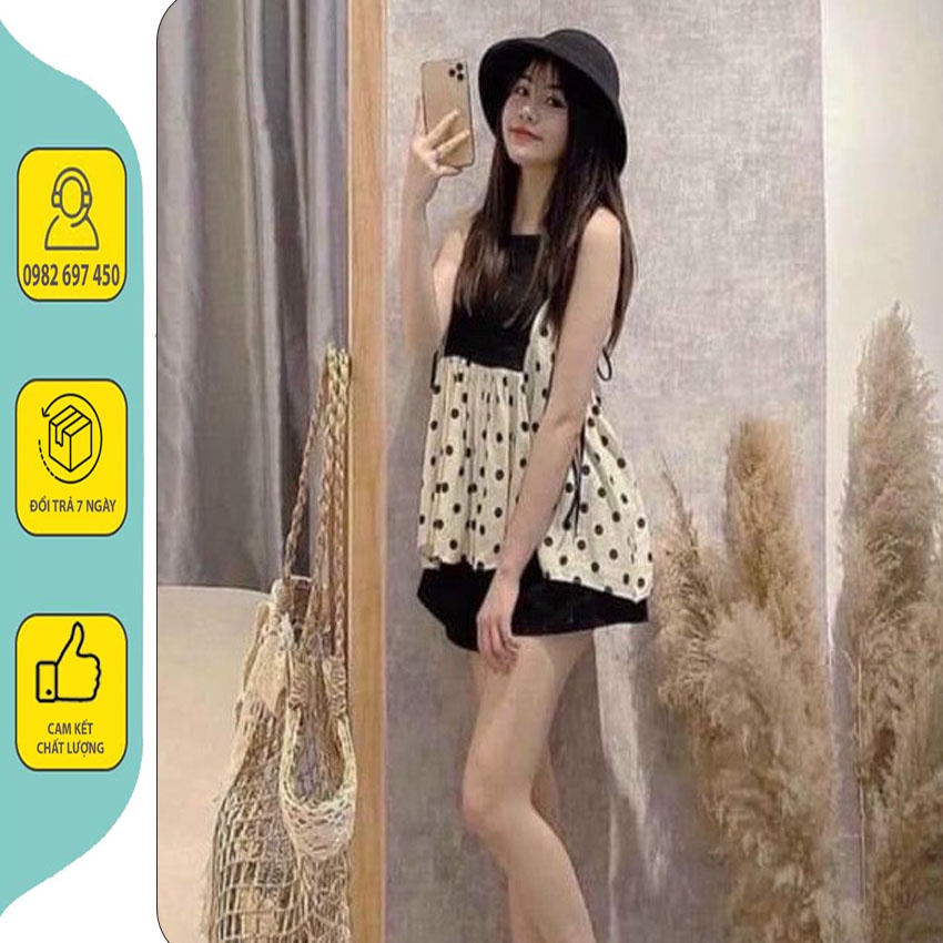 BỘ CỘC BẦU - BỘ ĐỒ BẦU KIỂU DÁNG BABYDOLL DỄ THƯƠNG, SÁT NÁCH CHẤM BI, ĐỒ MẶC NHÀ MÙA HÈ CHẤT ĐŨI SIÊU MÁT. BC-09