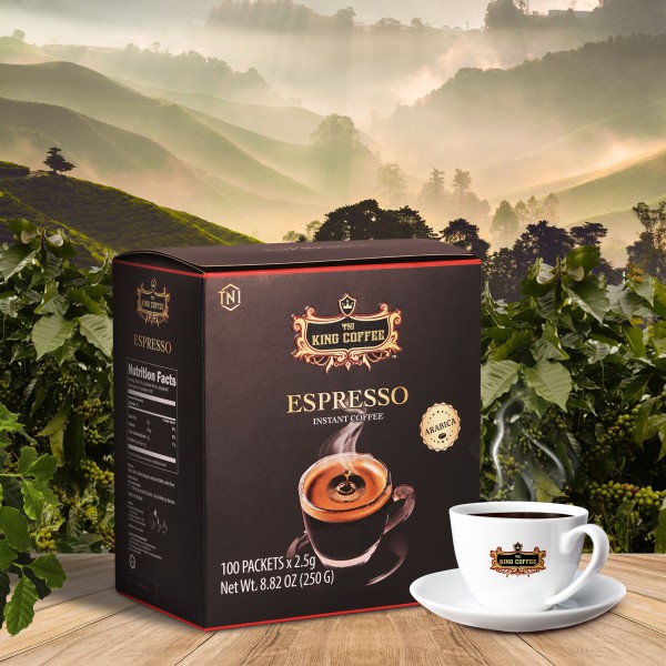 Cà phê hòa tan KING COFFEE Espresso - Hộp 100 gói x 2,5 g (250 g)