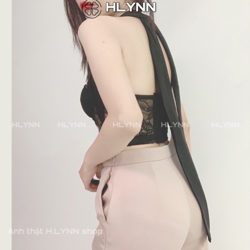 Áo corset ren phối lụa buộc nơ sau lưng M169