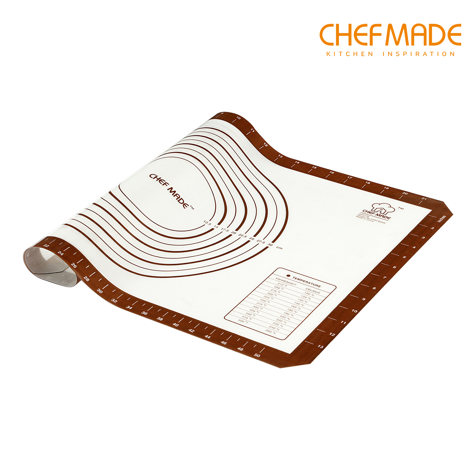 Tấm nhào bột CHEFMADE bằng Silicon cách nhiệt kèm vạch chia dùng cho làm fondant/vỏ bánh nướng 23.6" x 15.7"