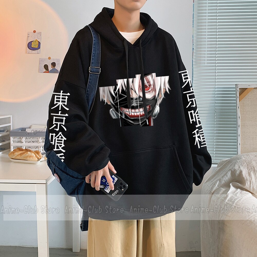 Áo nỉ hoodie in Anime Tokyo Ghoul Hoodie Nam In Áo Nỉ Quá Khổ Harajuku Áo Thun Dài Tay