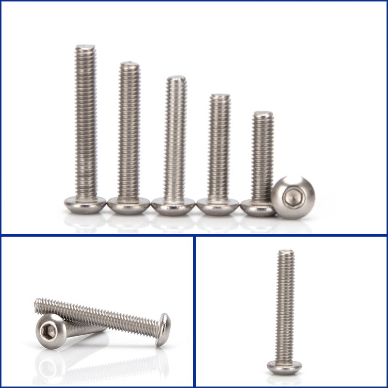 Bu Lông Lục Giác Chìm Đầu Tròn Bằng Thép Không Gỉ 3mm-40mm m2 304