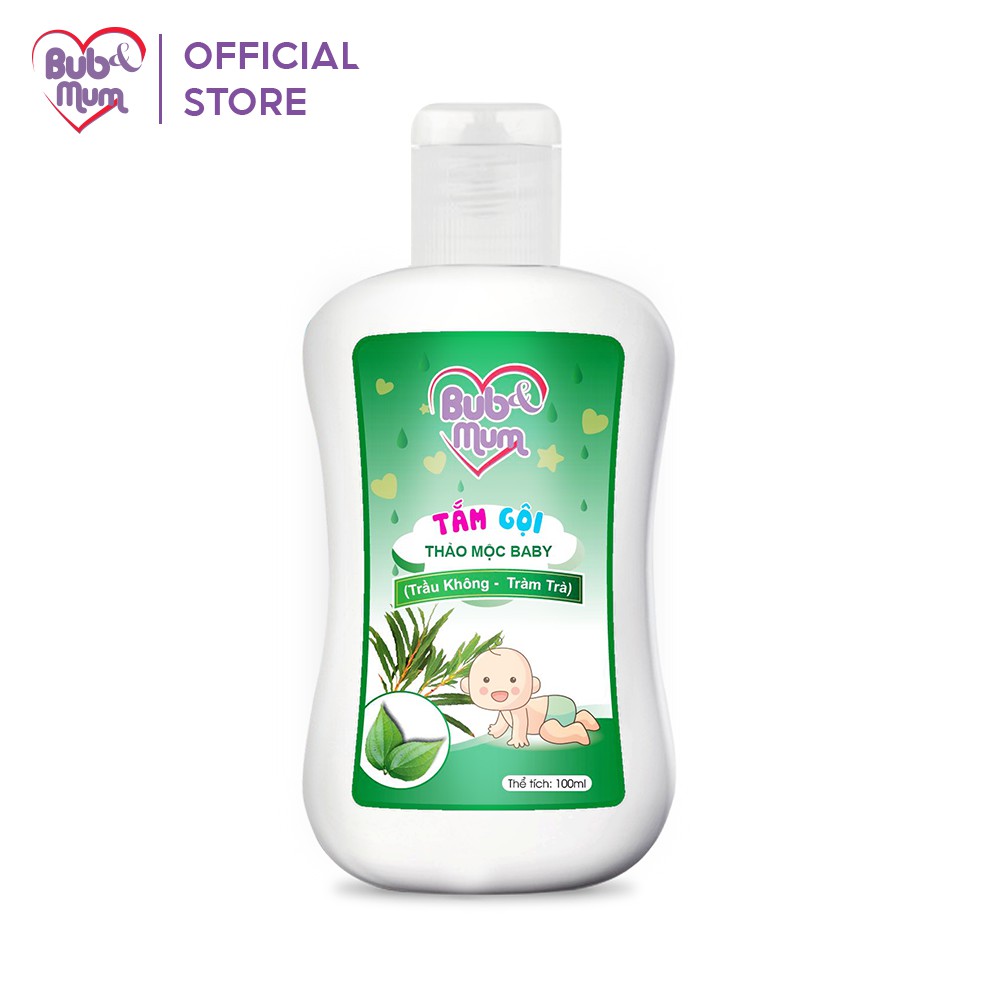 Tắm gội Thảo mộc Baby Chiết Xuất từ Trầu Không và Tinh Dầu Tràm Trà/ Trà Xanh/ Khuynh Diệp 100ml BuB&MuM