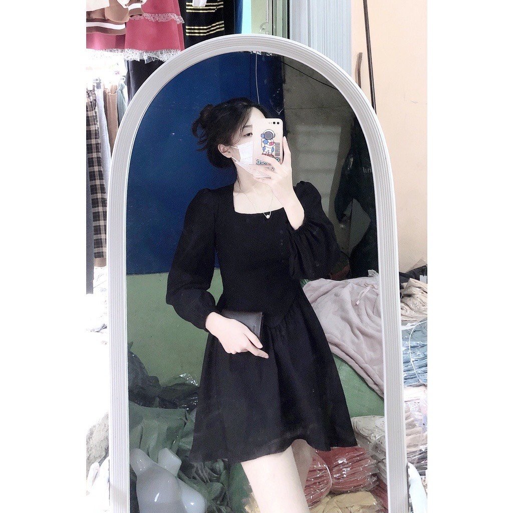 Váy Cổ Vuông Dáng Xoè Chữ A - Đầm Cổ Vuông Dáng Xoè Chữ A, Thiết Kế Tiểu Thư Mặc Tết Siêu Xinh, Chất Co Giãn | BigBuy360 - bigbuy360.vn