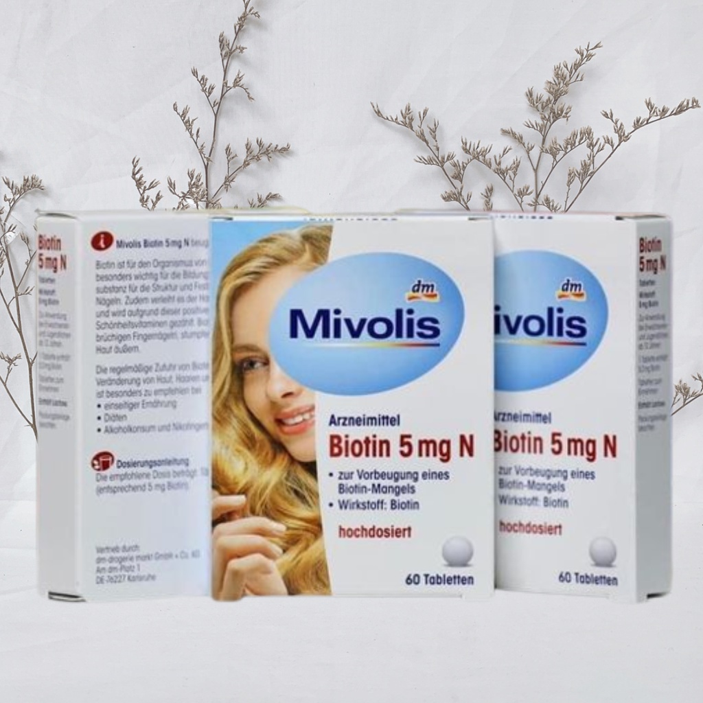 Viên uống BIOTIN 5mg giảm gãy rụng tóc, vitamin B7 giúp tóc và móng khỏe đẹp, hộp 60 viên